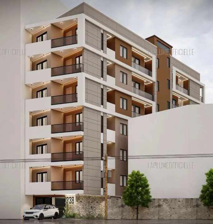 Immeuble sous-sol R+6 à Yaoundé, Bastos — réalisation K-Construction BTP, génie civil Cameroun